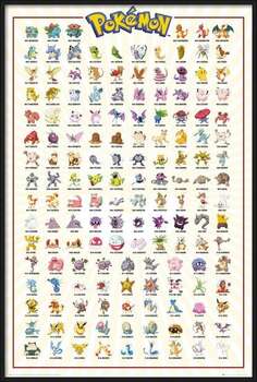 Framed Poster Pokemon - Kanto 151